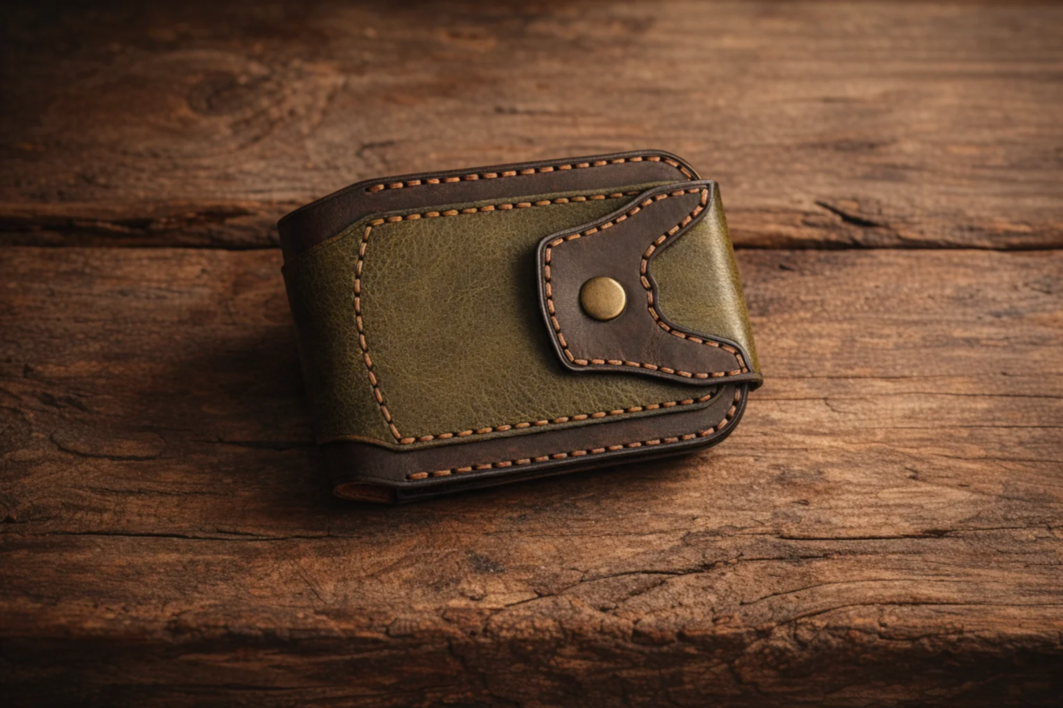 Gladiator bifold el yapımı hakiki deri cüzdan – Alloro Leather Craft
