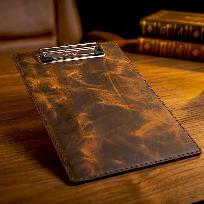 A5 Clipboard Sekreterlik Deri El Yapımı Hakiki Deri