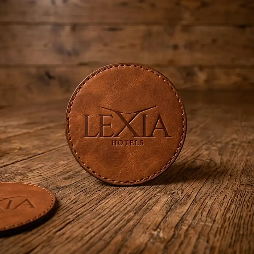 Deri Bardak Altlığı El Dikişi Hakiki Deri 10x10 cm| Lazer veya Klişe Logo Baskı Yapılabilir