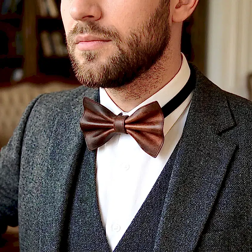 hakiki deri el yapimi deri papyon v-1 deri bow tie