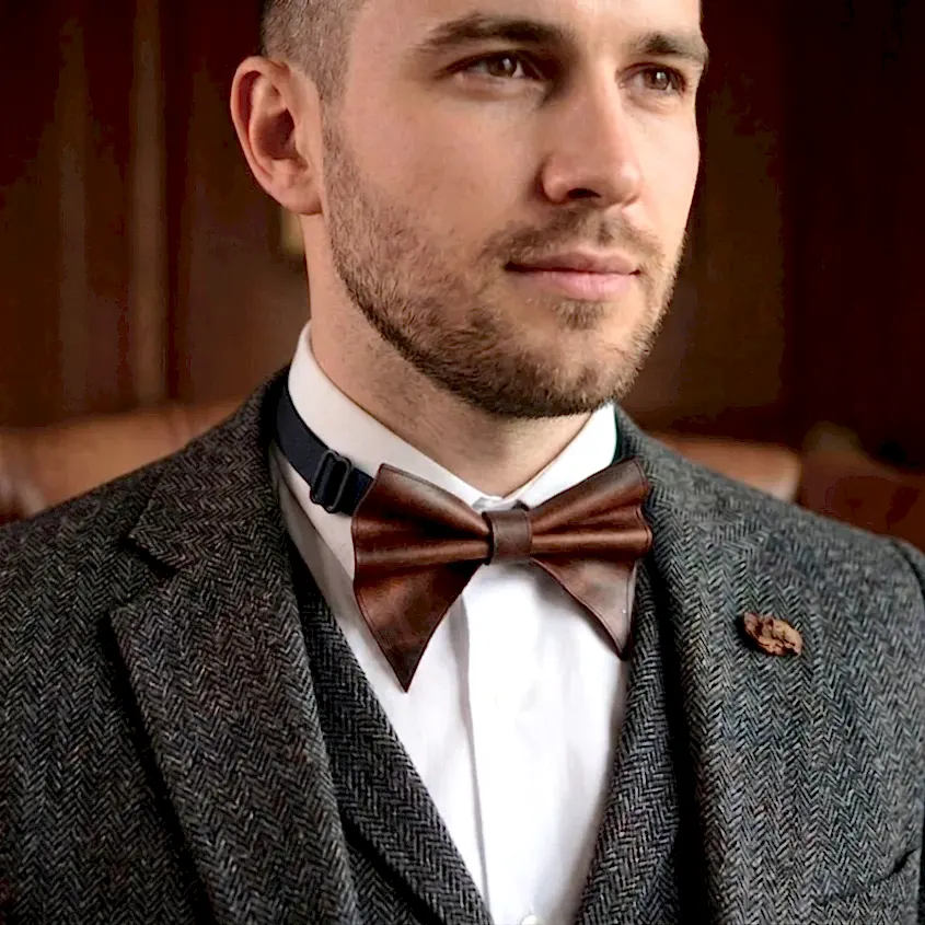 hakiki deri el yapimi deri papyon v-4 deri bow tie