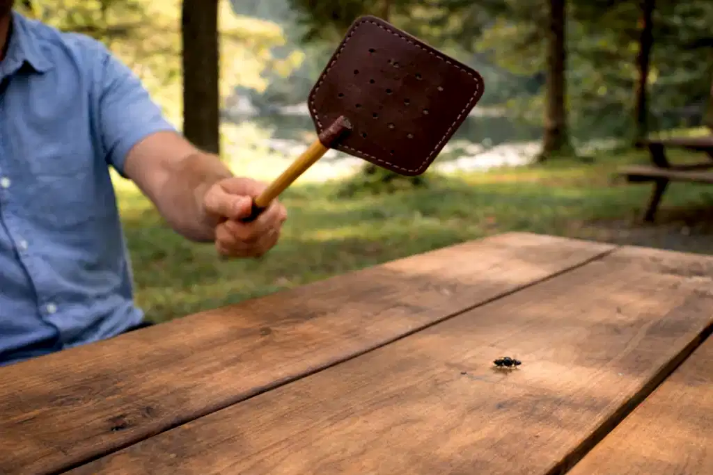 hakiki deri el yapimi sinek sopası deri ahşap saplı premium(fly swatter)
