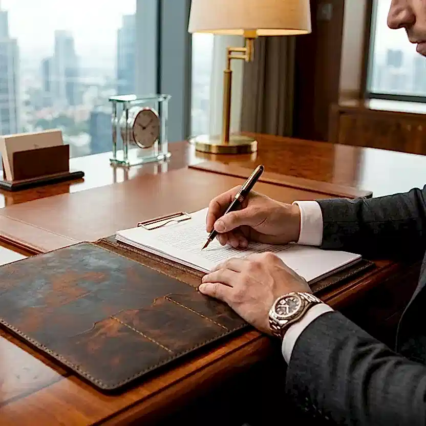 hakiki deri el yapimi hakiki deri a4 sekreterlik & clipboard – kapaklı, metal kıskaçlı, ahşap dolgulu organizer