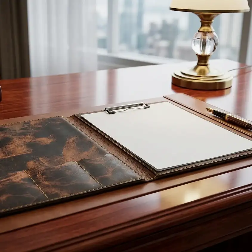 A4 Sekreterlik Clipboard Deri El Yapımı Hakiki Deri Kapaklı