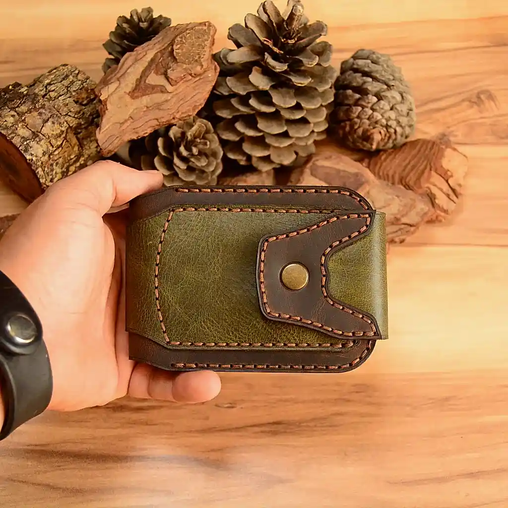Gladiator Cüzdan Bifold Çıtçıtlı Tasarım Hakiki Deri El Yapımı