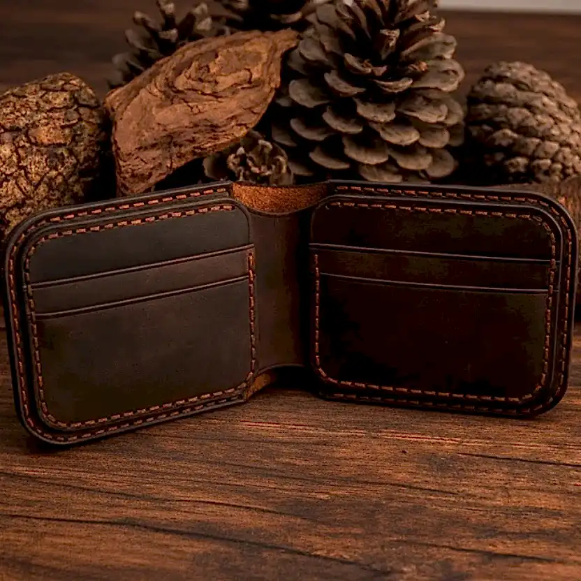 Gladiator Cüzdan Bifold Çıtçıtlı Tasarım Hakiki Deri El Yapımı
