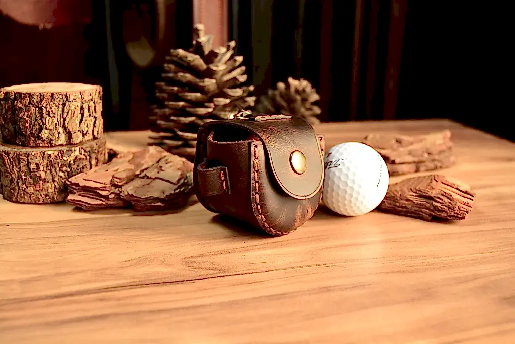 Deri Golf Topu Kılıfı Hakiki Deri El Yapımı Tee Bölmeli