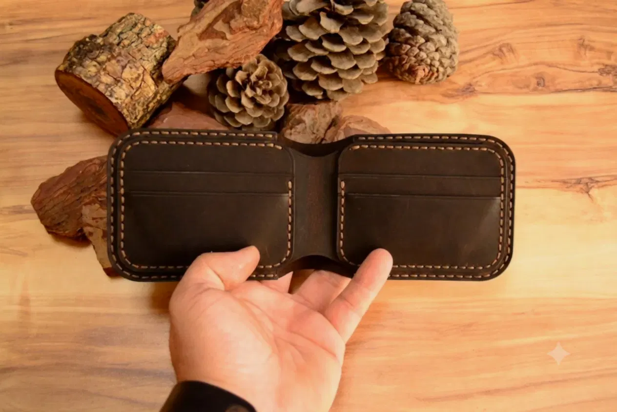 Gladiator Cüzdan Bifold Çıtçıtlı Tasarım Hakiki Deri El Yapımı