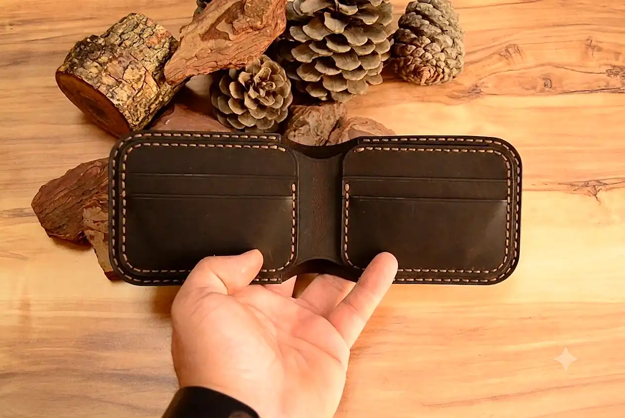 Gladiator Cüzdan Bifold Çıtçıtlı Tasarım Hakiki Deri El Yapımı