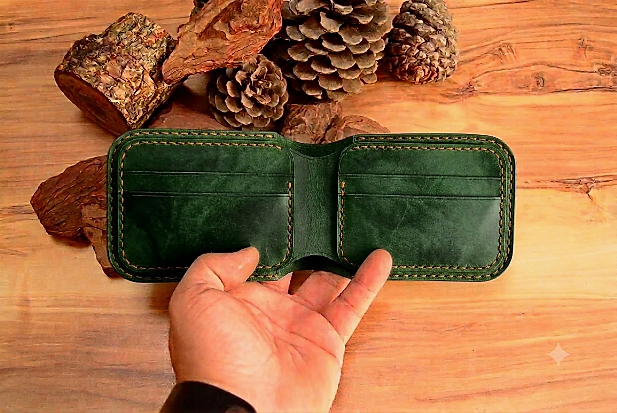 Gladiator Cüzdan Bifold Çıtçıtlı Tasarım Hakiki Deri El Yapımı