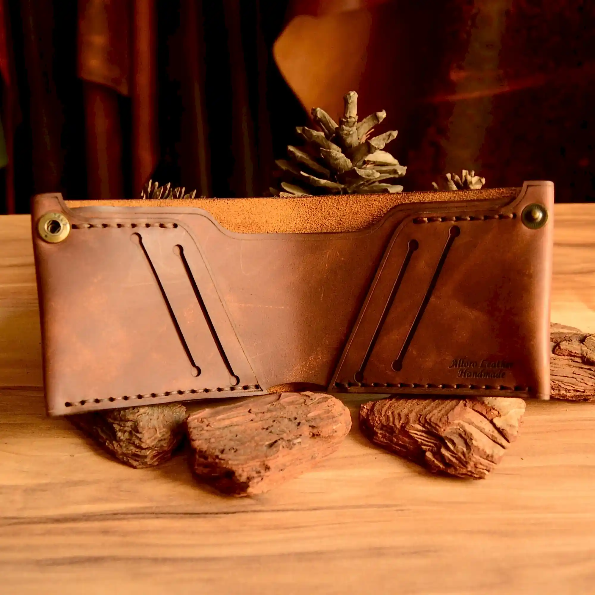 hakiki deri el yapimi hermes bifold deri cüzdan