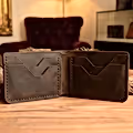 hakiki deri el yapimi ısm v-2 bifold deri cüzdan