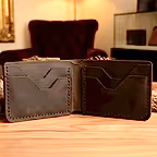 hakiki deri el yapimi ısm v-2 bifold deri cüzdan