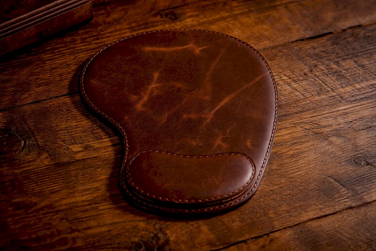 hakiki deri el yapimi oval deri mousepad bilek destekli 19x24 cm – ergonomik çıkarılabilir bilek destekli mouse pad