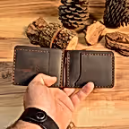 hakiki deri el yapimi rodos klipsli bifold deri cüzdan