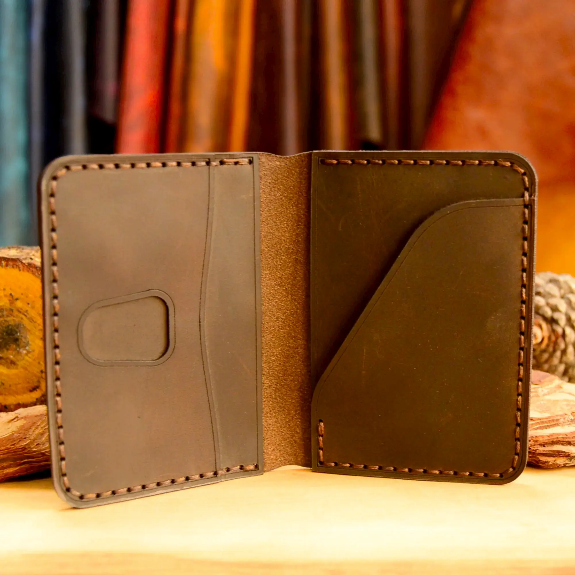 hakiki deri el yapimi semele bifold kartlık
