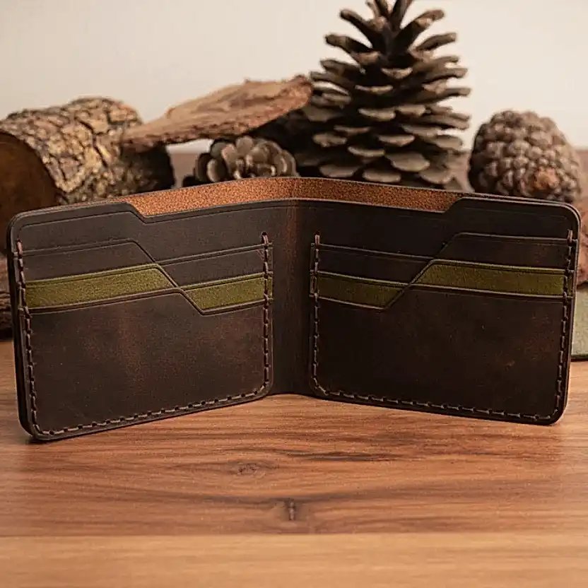 Western V-1 Cüzdan Katlanır Çıtçıtlı Hakiki Deri El Yapımı