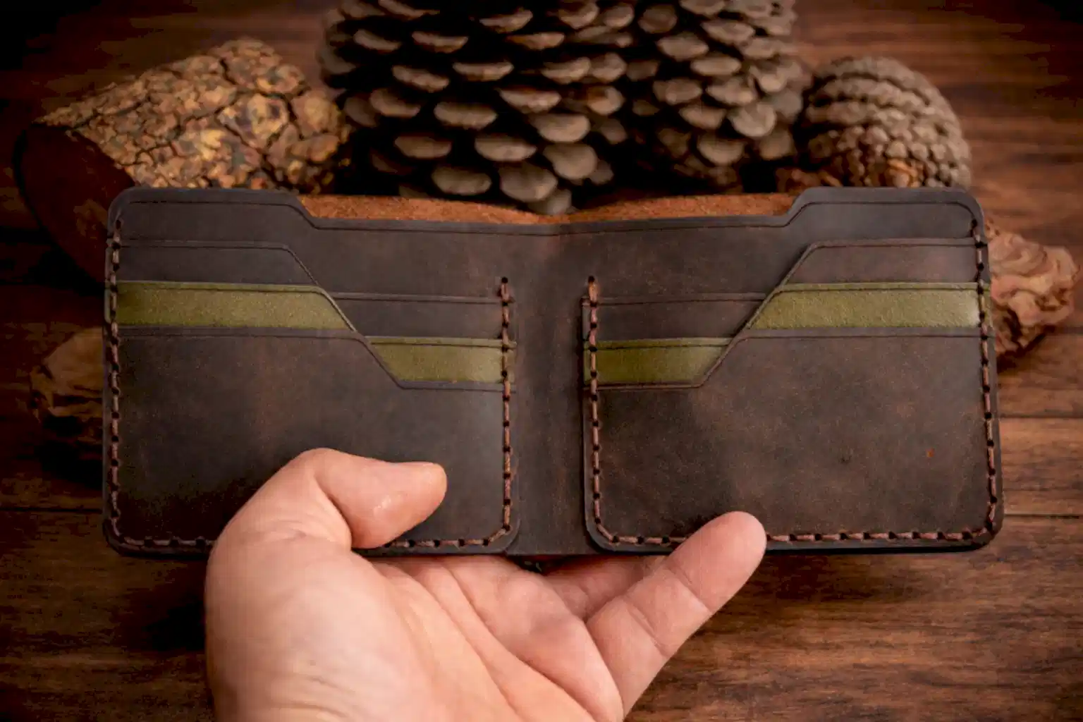 Western V-1 Cüzdan Katlanır Çıtçıtlı Hakiki Deri El Yapımı
