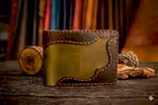 hakiki deri el yapimi western bifold v-2 cüzdan